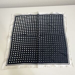 Imperial Silk Polka Dot Pocket Square Mini Scarf Handerkerchief Black and White